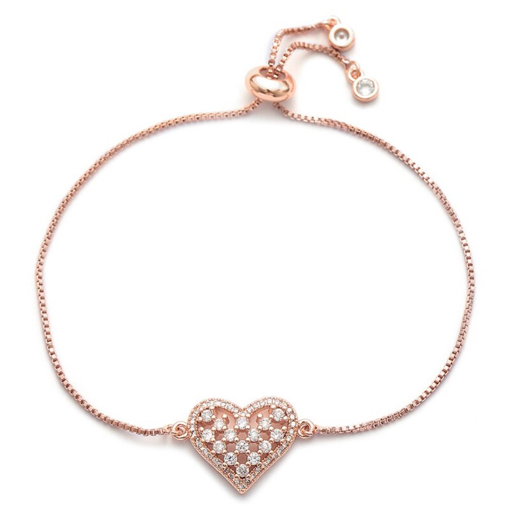 Sparkly Heart Rose Gold Bracelet